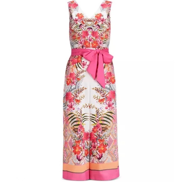 TED BAKER Solana Samba Printed Cropped jumpsuit, pink and white floral pattern - Picture 6 of 9